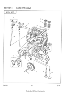 300 Camshaft Diagram and Parts List for EH035VA1305  Subaru Engine