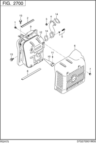 Muffler Diagram and Parts List for RGH75052500 RGH7500 Subaru Generator