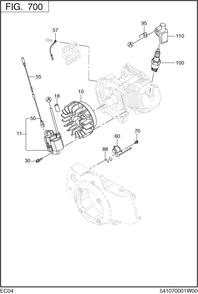 Electric Device Diagram and Parts List for EC04EAX0520 EC04E Subaru Engine