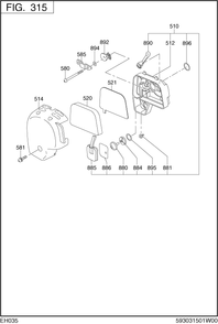 Intake Exhaust Diagram and Parts List for EH035VA1202 EH035 Subaru Engine