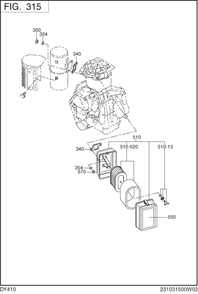 Intake,exhaust Group Diagram and Parts List for DY410YD2600 DY410 Subaru Engine