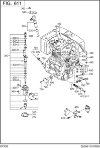 Fuel,lublicant Diagram and Parts List for DY232DD0201 DY232 Subaru Engine
