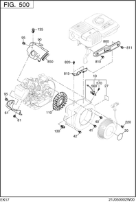 Cooling,starting Group Diagram and Parts List for EK170BS0010 EK170 Subaru Engine