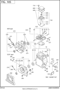 105 Crankcase Diagram and Parts List for EH122D46530  Subaru Engine