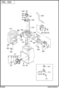 Intake Exhaust Diagram and Parts List for EH092F47060 EH092 Subaru Engine