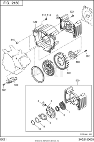 2150 Cooling And Starting Diagram and Parts List for RAS32023514  Subaru Generator