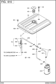 Fuel Lubricant Diagram and Parts List for EX400DS2160 EX400 Subaru Engine