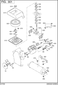 Intake,exhaust Group Diagram and Parts List for EH722LD2590 EH722 Subaru Engine