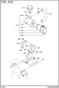 Intake,exhaust Group Diagram and Parts List for EH722DS7060 EH722 Subaru Engine
