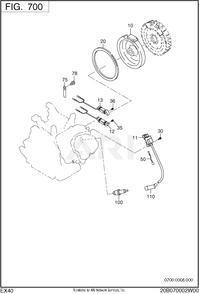 700 Electric Device Diagram and Parts List for RLE75053511  Subaru Generator