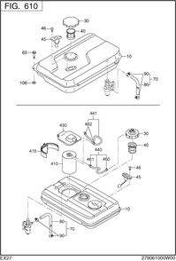 Fuel Lubricant Diagram and Parts List for EX270D20400 EX270 Subaru Engine