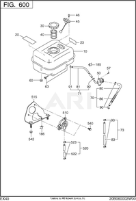 600 Fuel And Lubricant Diagram and Parts List for EX400D51011  Subaru Engine