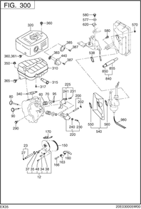 Intake,exhaust Diagram and Parts List for EX350D00031 EX350 Subaru Engine