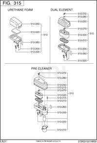 315 Intake And Exhaust Diagram and Parts List for EX270D50164  Subaru Engine