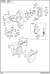 Intake Exhaust Diagram and Parts List for EX210D20246 EX210 Subaru Engine