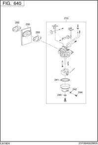 Fuel Lubricant Diagram and Parts List for EA190V53010 EA190 Subaru Engine