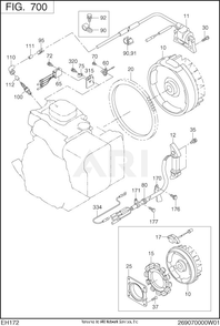 700 Electric Device Diagram and Parts List for EH172YR0003  Subaru Engine