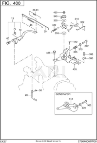400 Governor Diagram and Parts List for EX270D50164  Subaru Engine