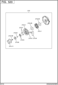 Cooling Starting Diagram and Parts List for EH100F47020 EH100 Subaru Engine