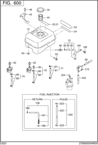 Fuel Lubricant Diagram and Parts List for EX210D41010 EX210 Subaru Engine