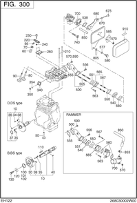 Intake Exhaust Diagram and Parts List for EH122B00090 EH122 Subaru Engine