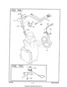700 Electric Device Diagram and Parts List for RAS17017010  Subaru Generator