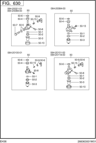 Fuel Lubricant Diagram and Parts List for EH360D61011 EH360 Subaru Engine