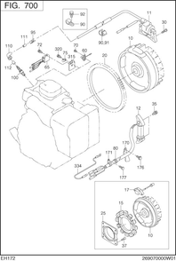 Electric Device Diagram and Parts List for EH172BS0241 EH172 Subaru Engine
