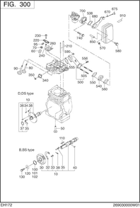 Intake Exhaust Diagram and Parts List for EH172BS0241 EH172 Subaru Engine