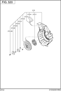 Cooling,starting Group Diagram and Parts List for ER120D41000 ER120 Subaru Engine