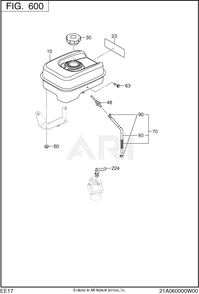 600 Fuel And Lubricant Diagram and Parts List for EE170DST010  Subaru Engine