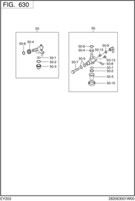 Fuel Lubricant Diagram and Parts List for EY203DC0760 EY203 Subaru Engine