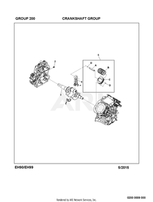 200 Crankshaft Diagram and Parts List for EH990VS0010  Subaru Engine