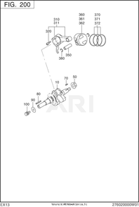 200 Crankshaft Diagram and Parts List for EX130D00026  Subaru Engine