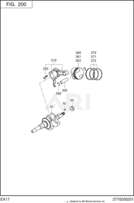 200 Crankshaft Diagram and Parts List for RAS28023010  Subaru Generator