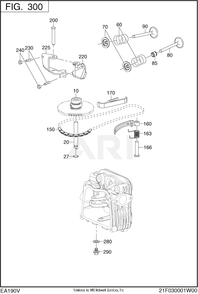 300 Intake And Exhaust Diagram and Parts List for EA190V50011  Subaru Engine