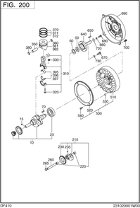 Crankshaft,piston Diagram and Parts List for DY410YD2600 DY410 Subaru Engine