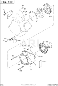 500 Cooling And Starting Diagram and Parts List for EX350DE5011  Subaru Engine