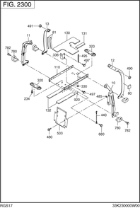 Base Frame Group Diagram and Parts List for RGS17009020 R1100 Subaru Generator