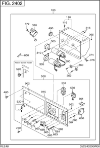Control Box Diagram and Parts List for RLE48036011 RGX4800 Subaru Generator