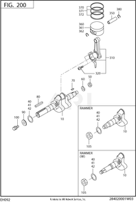 200 Crankshaft Diagram and Parts List for EH092F47210  Subaru Engine
