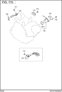 Electric Device Diagram and Parts List for EX300DS2070 EX300 Subaru Engine