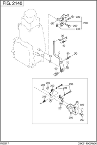 Engine Assembly Diagram and Parts List for RGS17009020 R1100 Subaru Generator