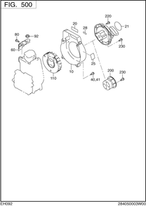 Cooling Starting Diagram and Parts List for EH092D40040 EH092 Subaru Engine