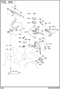 Governor Operation Diagram and Parts List for EX350D00031 EX350 Subaru Engine