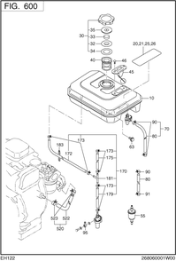Fuel Lubricant Diagram and Parts List for EH122B00090 EH122 Subaru Engine