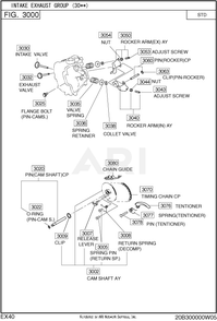 300 Intake And Exhaust Diagram and Parts List for EX400DE5220  Subaru Engine