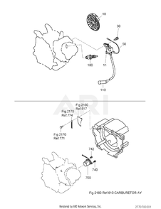 700 Electric Device Diagram and Parts List for RAS28017010  Subaru Generator