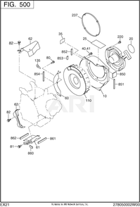 500 Cooling And Starting Diagram and Parts List for EX210D50172  Subaru Engine