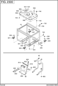 Pipe Frame Diagram and Parts List for RLE48036011 RGX4800 Subaru Generator